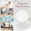 imageReli 50 Pcs Plastic Dessert Plates Disposable 75 inch White wGold Rim  Small Plates for Party Heavy Duty  Hard Plastic for Dessert Wedding Birthday SaladAppetizer 75quot