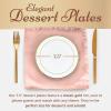 imageReli 50 Pcs Plastic Dessert Plates Disposable 75 inch White wGold Rim  Small Plates for Party Heavy Duty  Hard Plastic for Dessert Wedding Birthday SaladAppetizer 75quot