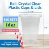 imageReli Plastic Cups with Lids 16 oz  150 Sets  Clear Plastic Cups with Lids  To Go Leak Proof  Use for Smoothies Iced Coffee150