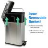 imageReli Small Trash Can with Lid 13 Gallon 5 Liter  Stainless Steel Silver  Small Bathroom Trash Can  Step Pedal Garbage Bin with Removable Bucket Kitchen  Rectangular Metal Bin