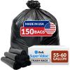 imageReli 5560 Gallon Trash Bags Heavy Duty  150 Count  5060 Gallon  Large Black Garbage Bags  Made in USA