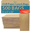 imageReli Brown Paper Bags  500 Count  Paper Lunch Bags Ideal for Small Lunches and Crafts  Perfect for Sandwiches and Snacks4 LB  Brown  500 Pack