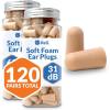 imageReli Foam Ear Plugs 120 Pairs Bulk 31 dB NRR  Disposable Foam Ear Plugs for Sleeping Noise Cancelling  Blocks Loud Snoring Concerts Travel Noise Reduction Peach