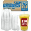 imageReli Plastic Cups with Lids 16 oz  150 Sets  Clear Plastic Cups with Lids  To Go Leak Proof  Use for Smoothies Iced Coffee150