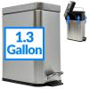 imageReli Small Trash Can with Lid 13 Gallon 5 Liter  Stainless Steel Silver  Small Bathroom Trash Can  Step Pedal Garbage Bin with Removable Bucket Kitchen  Rectangular Metal Bin