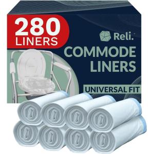 imageReli Commode Liners  Pack of 280  Universal Fit  Bedside Commode Liners Disposable  Portable Toilet Bags280 Count Pack of 1