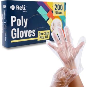 imageReli Disposable Gloves  200 Pcs Bulk  Food GradeSafeServicePrep  One Size Fits All  Poly Plastic Gloves for CookingKitchen  Embossed PE Plastic for Hand Protection Clear