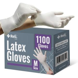 imageReli Latex Gloves Medium 1100 Bulk Pack  Disposable  PowderFree  White Gloves NonSterile  All Purpose for Cleaning Automotive Cooking Industrial Laboratory  Single Use Medium