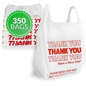 imageReli Thank You Plastic Bags 350 Count 115quot x 65quot x 21quot White  Grocery Shopping Bag Restaurants Convenience Store