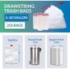 image610 Gallon Trash Bags Drawstring  250 Count  22quotx23quot  6 8 10 Gallon Drawstring Garbage Bags  White Trash Can Liners  Small  Medium