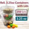 imageReli 325 oz Small Containers with Lids 250 Sets  Jello Shot Cups with Lids  Clear Plastic Condiment Containers  3 oz Portion Cup  3oz Sauce