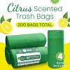 imageReli 4 Gallon Trash Bags Drawstring 200 Count Bulk  Citrus Scented Small Trash Bags  Garbage Liners for Bathroom Can  2 Gal  3 Gallon  4 Gal Small Can Liners Green
