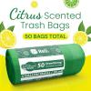 imageReli 4 Gallon Trash Bags Drawstring 50 Count  Citrus Scented Small Trash Bags  Garbage Liners for Bathroom Can  2 Gal  3 Gallon  4 Gal Small Can Liners Green