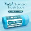 imageReli 4 Gallon Trash Bags Drawstring 50 Count  Fresh Scented Small Trash Bags for Bathroom Can  2 Gallon  4 Gal Small Trashcan Liners Blue
