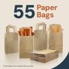 imageReli 525x325x8 in Small Paper Bags with Handles  55 Pack  Kraft Brown Paper Bags with Flat Handles  Ideal for Gifts Retail Shopping Merchandise Crafts