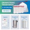 imageReli 610 Gallon Trash Bags Drawstring  500 Count Bulk  22quotx23quot  6 8 10 Gallon Drawstring Garbage Bags  White Trash Can Liners  Small  Medium