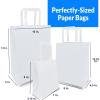 imageReli 90 Pack  Assorted Sizes White Paper Bags wHandles  7x315x8 8x45x1025 10x5x13  30 Pcs Each Size  Paper Bag Combo Pack  Retail Shopping Gifts