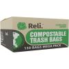 imageReli Compostable 13 Gallon Trash Bags  150 Count Bulk  ASTM D6400  Green  EcoFriendly  For Compost