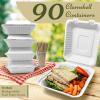imageReli Compostable Clamshell ToGo Containers 90 Pack 8x8 Inch  1 Compartment  Disposable Take Out Food ContainersTo Go Boxes  Biodegradable To Go Containers  Bagasse Clam shell  White 8x8