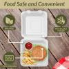 imageReli Compostable Clamshell ToGo Containers 90 Pack 8x8 Inch  1 Compartment  Disposable Take Out Food ContainersTo Go Boxes  Biodegradable To Go Containers  Bagasse Clam shell  White 8x8