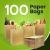 imageReli Paper Grocery Bags wHandles 100 Pcs Bulk12quotx7quotx14quot Large Paper Grocery Bags with Handles  Heavy Duty 57 Lbs Basis  Shopping TakeoutTo Go Retail BrownKraft