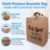 imageReli Reusable Thank You Bags  250 Pack Bulk  2 Mil  BrownKraft Shopping Bags with Handles  Take outToGo  Food Grocery Retail  12quot L x 675quot W x 14quot H  SelfStanding Gusset Plastic