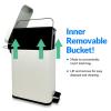 imageReli Small Trash Can with Lid 13 Gallon 5 Liter  Stainless Steel White  Small Bathroom Trash Can  Step Pedal Garbage Bin with Removable Bucket Kitchen  Rectangular Metal Bin