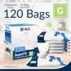 imageReli SuperFit Code G 120 Count  Compatible with Simplehuman Code G  Dispenser Pack Custom Fit Liners  Drawstring Trash Bags  30 Liter  8 Gallon  White