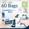 imageReli SuperFit Code G 60 Count  Compatible with Simplehuman Code G  Dispenser Pack Custom Fit Liners  Drawstring Trash Bags  30 Liter  8 Gallon  White
