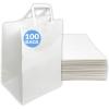 imageReli 100 Pack  10quotx675quotx12quot  Large White Paper Bags wHandles  Ideal for To GoTake OutRestaurant Bags with Handles Shopping Retail Gifts  25 larger than 10quotx5quotx13quot