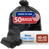 imageReli 40 to 45 Trash Bags Heavy Duty  50 Trash Bags  Super Sizeable for Serious Garbage Cleanup Black