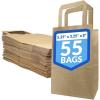 imageReli 525x325x8 in Small Paper Bags with Handles  55 Pack  Kraft Brown Paper Bags with Flat Handles  Ideal for Gifts Retail Shopping Merchandise Crafts
