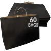 imageReli 60 Pcs Paper Shopping Bags Black  16x6x12  Large Paper Bags with Handles  Strong Large Shopping for Boutique  Kraft  Use for Take OutTo Go RetailRestaurant Twist Handles