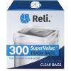 imageReli 610 Gallon Trash Bags  300 Bags  Clear  Bathroom  Strong  Garbage