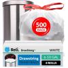 imageReli 610 Gallon Trash Bags Drawstring  500 Count Bulk  22quotx23quot  6 8 10 Gallon Drawstring Garbage Bags  White Trash Can Liners  Small  Medium