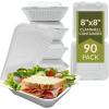 imageReli Compostable Clamshell ToGo Containers 90 Pack 8x8 Inch  1 Compartment  Disposable Take Out Food ContainersTo Go Boxes  Biodegradable To Go Containers  Bagasse Clam shell  White 8x8
