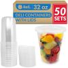 imageReli Deli Containers with Lids 50 Sets 32 oz  Plastic Deli Containers with Lids 32oz  Disposable To Go Food Storage  Microwave ampamp Freezer Safe Clear