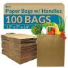 imageReli Paper Grocery Bags wHandles 100 Pcs Bulk12quotx7quotx14quot Large Paper Grocery Bags with Handles  Heavy Duty 57 Lbs Basis  Shopping TakeoutTo Go Retail BrownKraft