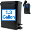 imageReli Small Trash Can with Lid 13 Gallon 5 Liter  Stainless Steel Matte Black  Small Bathroom Trash Can  Step Pedal Garbage Bin with Removable Bucket Kitchen  Rectangular Metal Bin