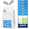 imageReli SuperFit Code G 120 Count  Compatible with Simplehuman Code G  Dispenser Pack Custom Fit Liners  Drawstring Trash Bags  30 Liter  8 Gallon  White