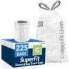 imageReli SuperFit Code G 225 Count  Compatible with Simplehuman Code G  Custom Fit Liners  Drawstring Trash Bags  30 Liter  8 Gallon  White  Roll Pack