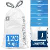 imageReli SuperFit Code J 120 Count  Compatible with Simplehuman Code J  Dispenser Pack Custom Fit Liners  Drawstring Trash Bags  3045 Liter  812 Gallon  White