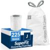 imageReli SuperFit Code J 225 Count  Compatible with Simplehuman Code J  Custom Fit Liners  Drawstring Trash Bags  3045 Liter  812 Gallon  White  Roll Pack