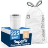 imageReli SuperFit Code Q 225 Count  Compatible with Simplehuman Code Q  Custom Fit Liners  Drawstring Trash Bags  5065 Liter  1317 Gallon  White  Roll Pack