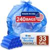 imageReli SuperValue 33 Gallon Recycling Bags 240 Count Bulk Made in the USA  Blue Trash Bags 3033 Gallon  Blue Recycling Garbage  33Gal with 30Gal 33Gal 35Gal Capacity1 Count Pack of 240