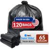 imageReli SuperValue 65 Gallon Trash Bags  120 Count  Made in USA  Heavy Duty  Bulk  Black MultiUse Garbage Bags