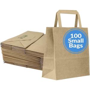 imageReli 100 Pack  7quotx315quotx8quot  Small Brown Paper Bags wHandles  Kraft Paper Shopping Brown Kraft Bag for Retail Merchandise To Go Parties