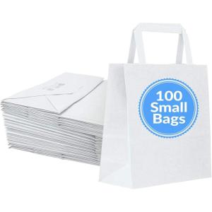 imageReli 100 Pack  7quotx315quotx8quot  Small White Kraft Paper GiftShopping Bags  Retail Merchandise To Go Parties Small Items