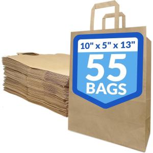 imageReli 10x5x13 in Brown Paper Bags with Handles  55 Pack  Kraft Paper Shopping Bags with Flat Handles  Ideal for Gifts Retail Shopping Merchandise Take OutTo Go Party Crafts