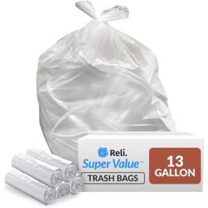 imageReli 13 Gallon Trash Bags  250 Bags  Clear  Tall Kitchen  Strong  Garbage